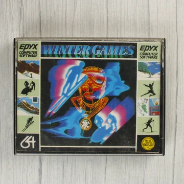 Winter Games Commodore 64 játék kazetta tokban elölnézetből