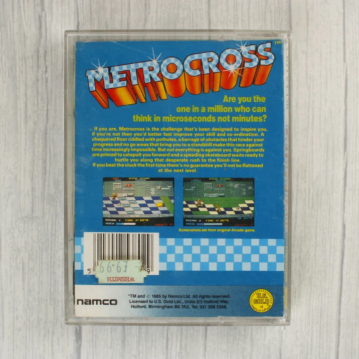 Metro-Cross videójáték hátoldali borítója
