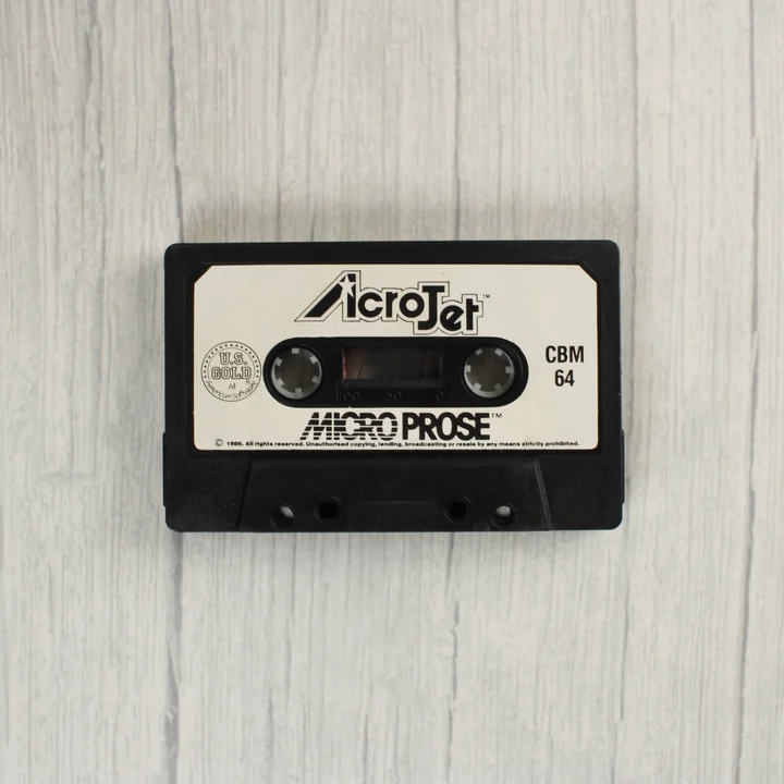 AcroJet C64 kazetta AcroJet videójáték fekete adathordozó kazettája Commodore 64-hez