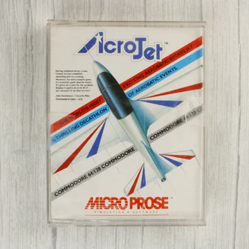 AcroJet Commodore 64 videójáték kazetta tokban elölnézetből