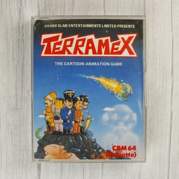 Terramex Commodore 64 játék kazetta tokban elölnézetből