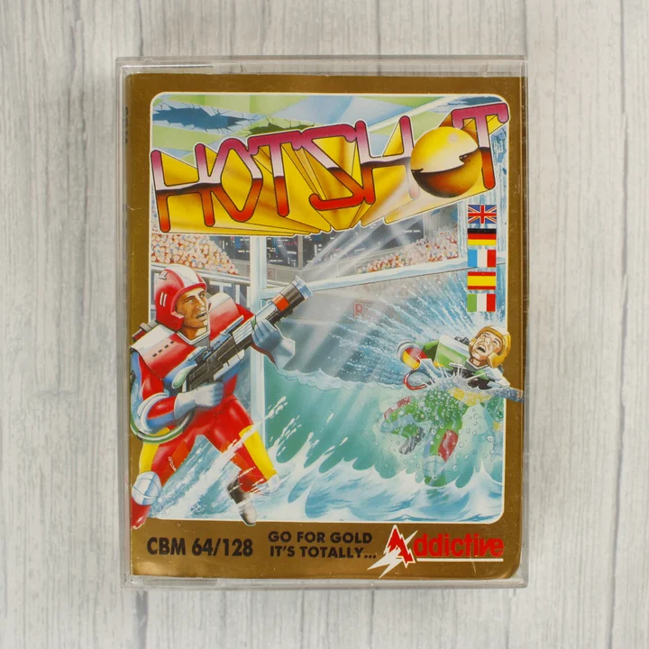 Hotshot C64 borító Hotshot videójáték kazetta tokban elölnézetből