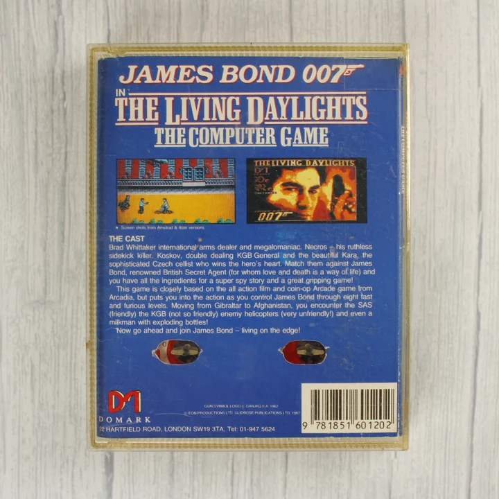 James Bond 007 The Living Daylights videójáték tokja hátulról