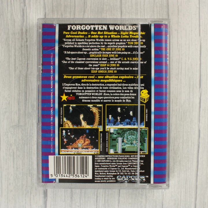 Forgotten Worlds Commodore 64 videójáték tok hátoldala