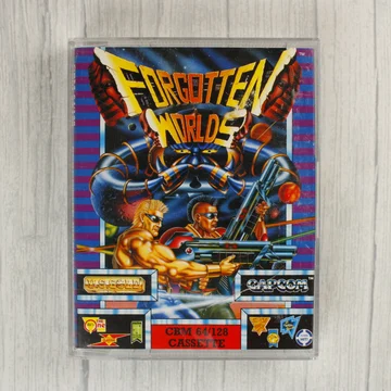 Forgotten Worlds Commodore 64 videójáték kazetta tokban elölnézetből