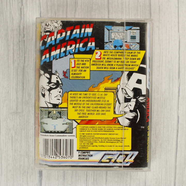 Captain America videójáték hátoldali borítója