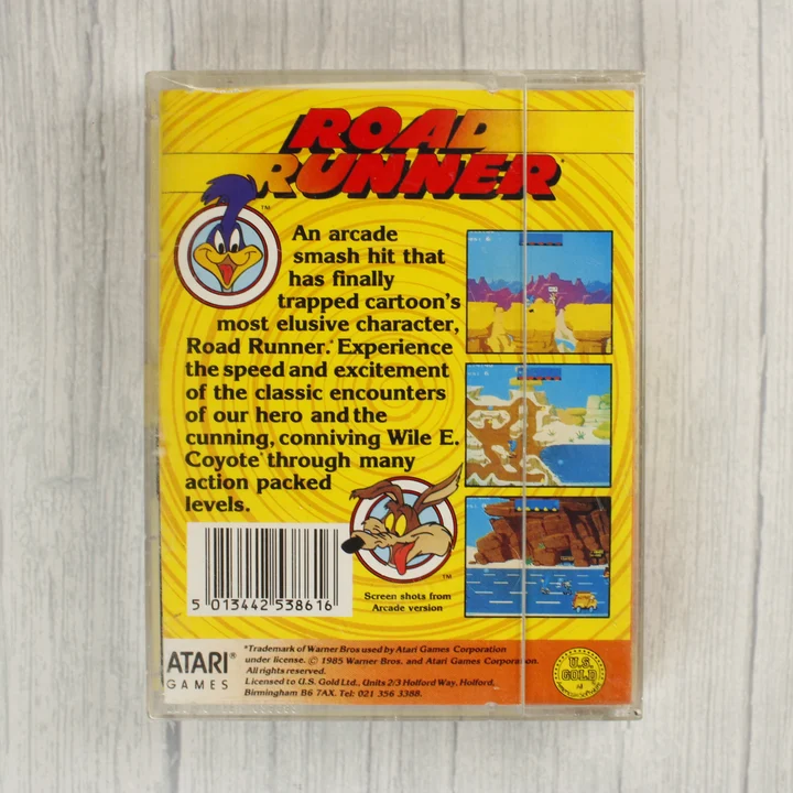 Road Runner Commodore 64 videójáték tokja hátulról