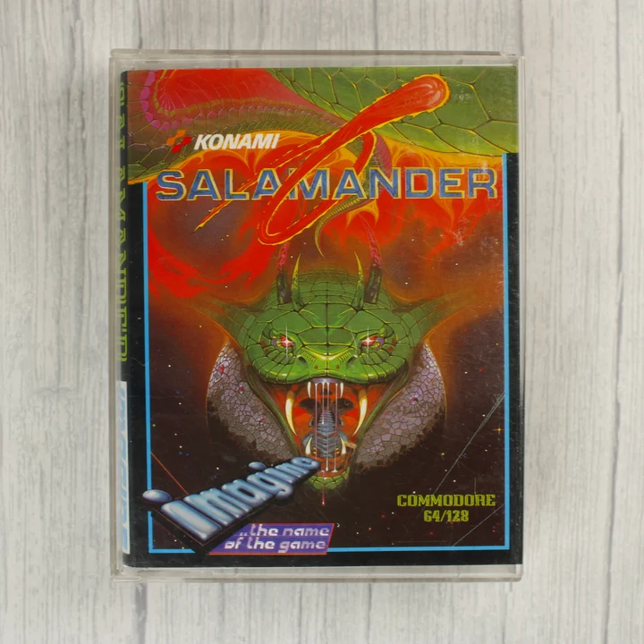 Salamander videójáték Commodore 64 kazetta tokban elölnézet
