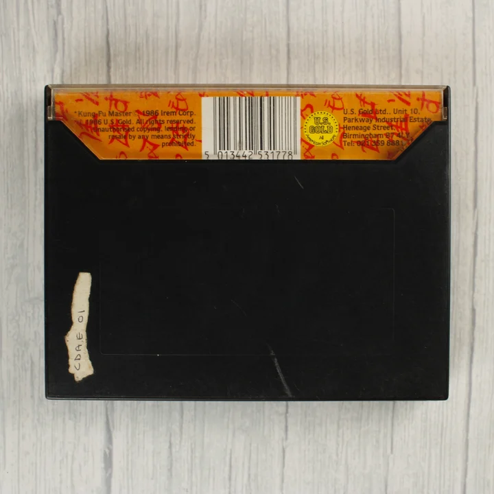 Kung-Fu Master videójáték tokjának hátoldala vonalkóddal
