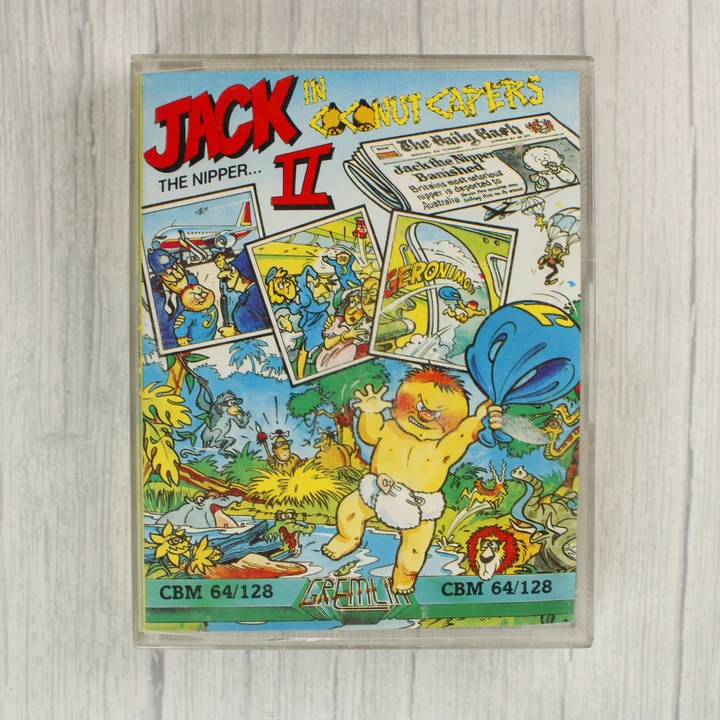 Jack the Nipper II videójáték kazetta tokja elölről