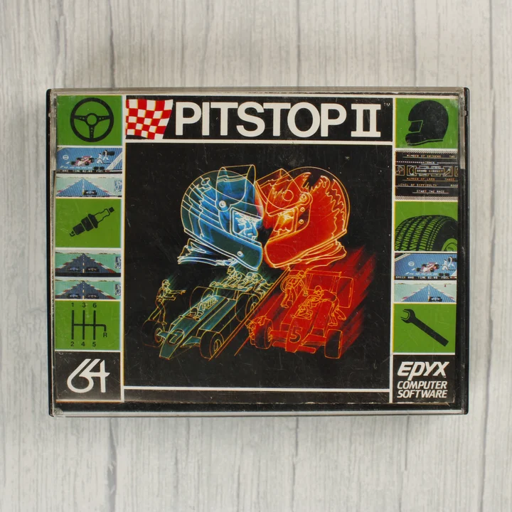 Pitstop II Commodore 64 játék kazetta tokban