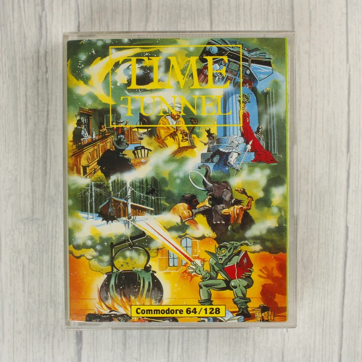 Time Tunnel C64 borító Time Tunnel videójáték borítója Commodore 64 tokban