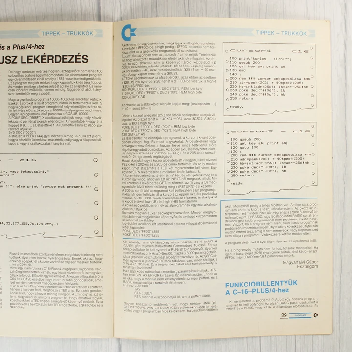 A Commodore újság Tippek-Trükkök rovata technikai leírásokkal