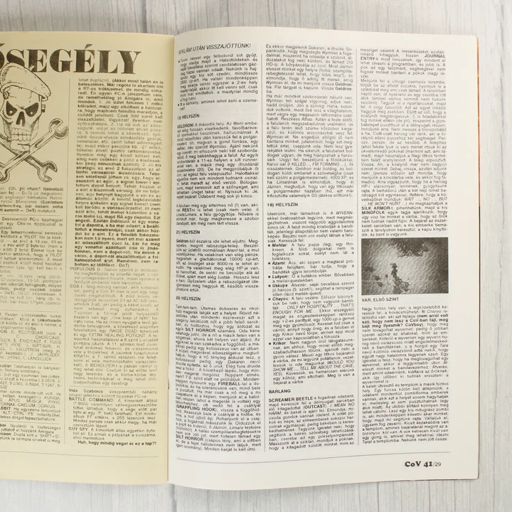 A Commodore Világ magazin szöveges oldalai illusztrációkkal