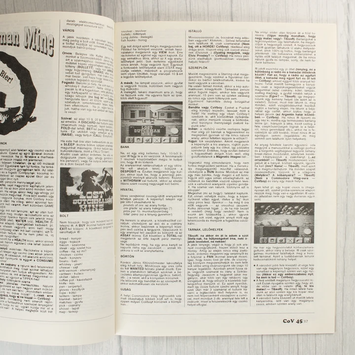 Commodore Világ belső oldal A Commodore Világ magazin belső oldala játékleírással