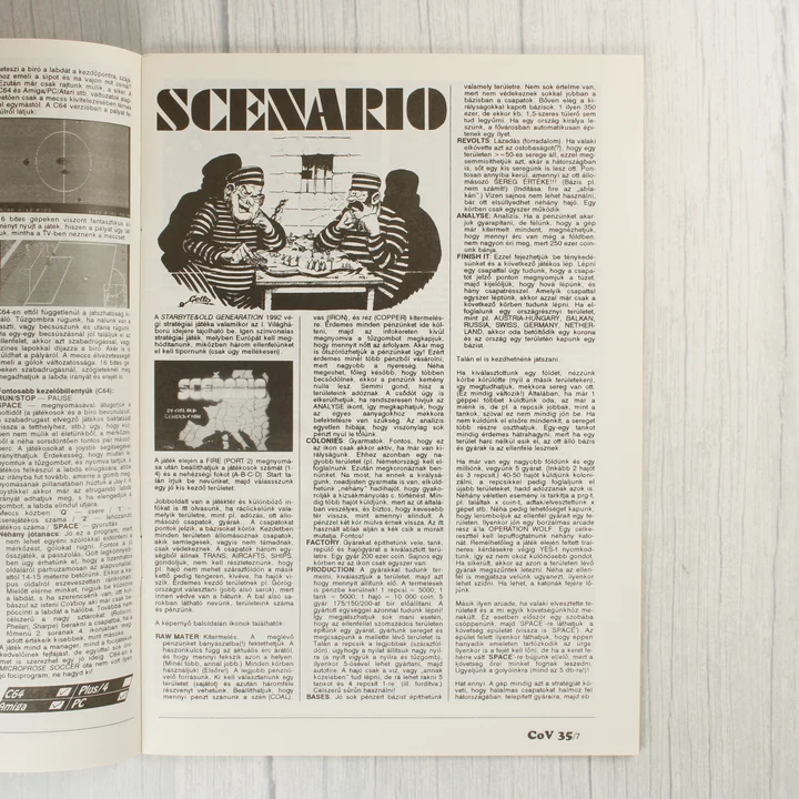 A magazin belső oldala a Scenario játék leírásával