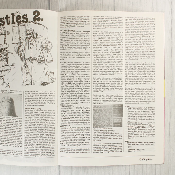 A Castles 2 videójáték leírása a Commodore Világ magazinban.