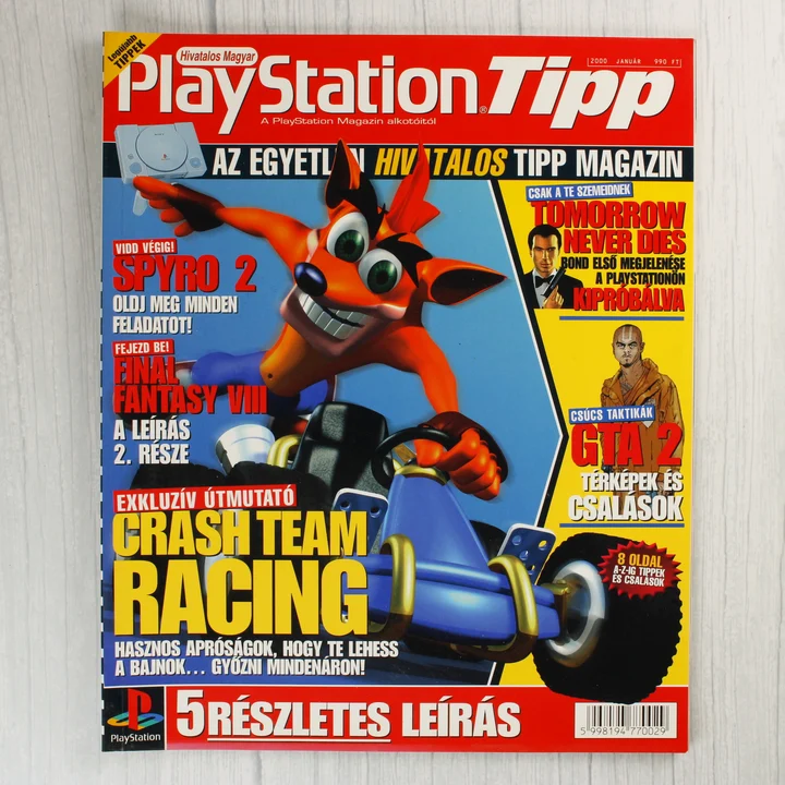 A PlayStation Tipp magazin 2000. januári számának borítója Crash Bandicoot karakterével.