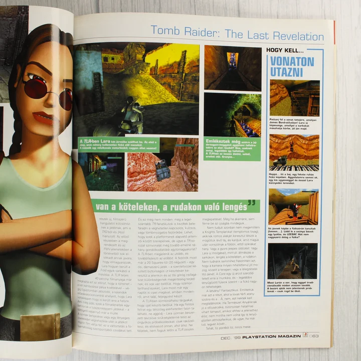 A PlayStation Magazin belső oldala a Tomb Raider: The Last Revelation játékról.