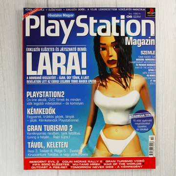 A Hivatalos Magyar PlayStation Magazin 1999. decemberi számának borítója Lara Crofttal.