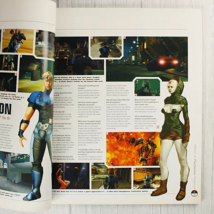 Belső oldalpár az Omikron videójáték bemutatójával.