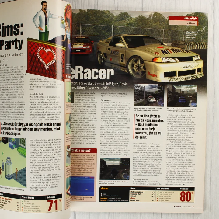 A PC Format magazin belső oldala egy videójáték teszttel