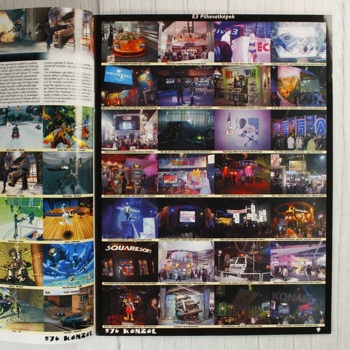 Az 576 Konzol magazin belső oldala E3 pillanatképekkel és standokkal.