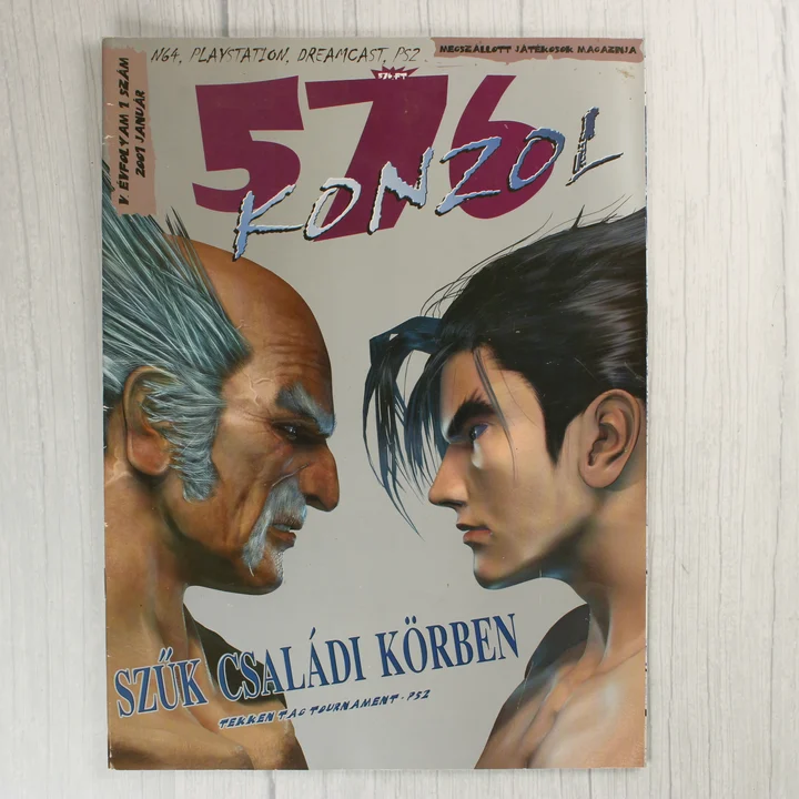 Az 576 Konzol magazin 2001. januári számának címlapja Tekken karakterekkel.