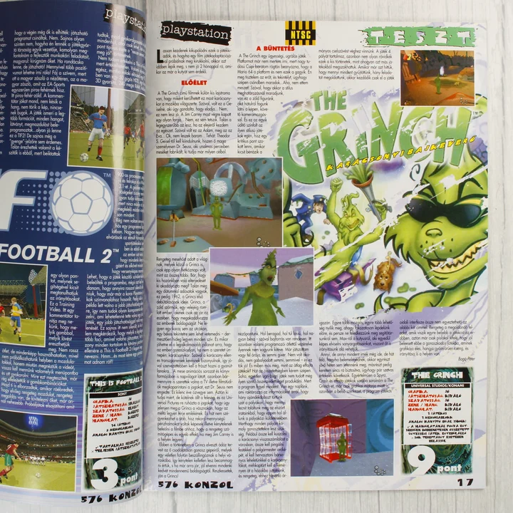 Az 576 Konzol magazin belső oldala a The Grinch játék tesztjével.