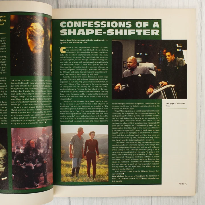 A magazin 15. oldala a Confessions of a Shape-Shifter című cikkel.
