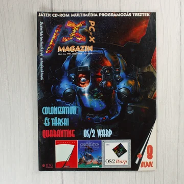 A PC-X magazin 1994. decemberi számának borítója egy futurisztikus sisakos alakkal.