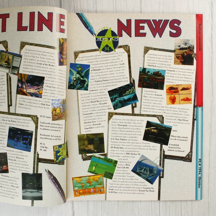 A PC-X magazin szoftverhíreket tartalmazó belső oldalpárja