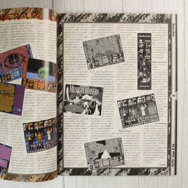 PC-X magazin belső oldal A PC-X magazin belső oldala a Menzoberranzan videójáték leírásával.