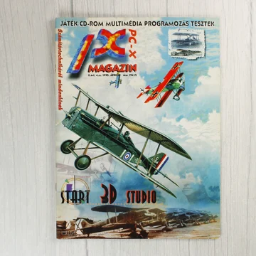 A PC-X magazin 1995. áprilisi számának címlapja repülőgépes illusztrációval.
