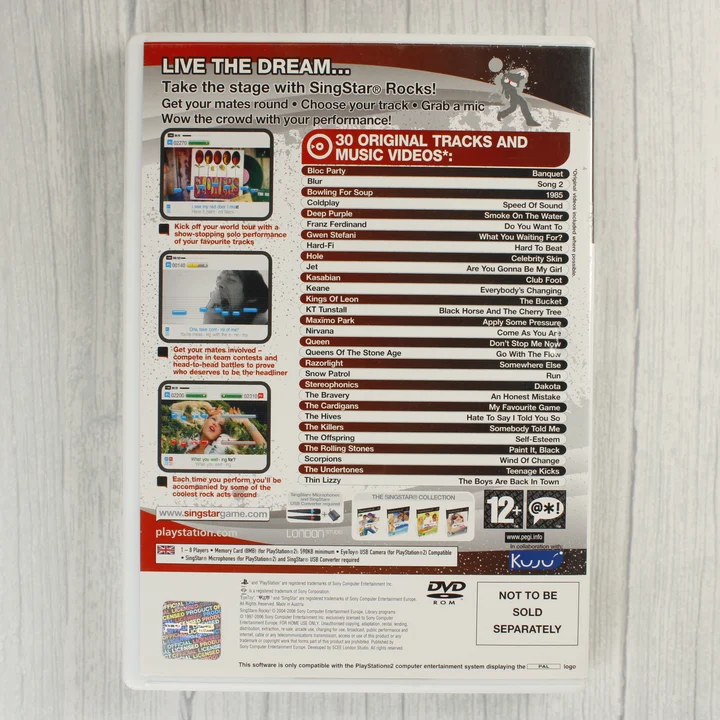 SingStar Rocks! PlayStation 2 játék hátlapja