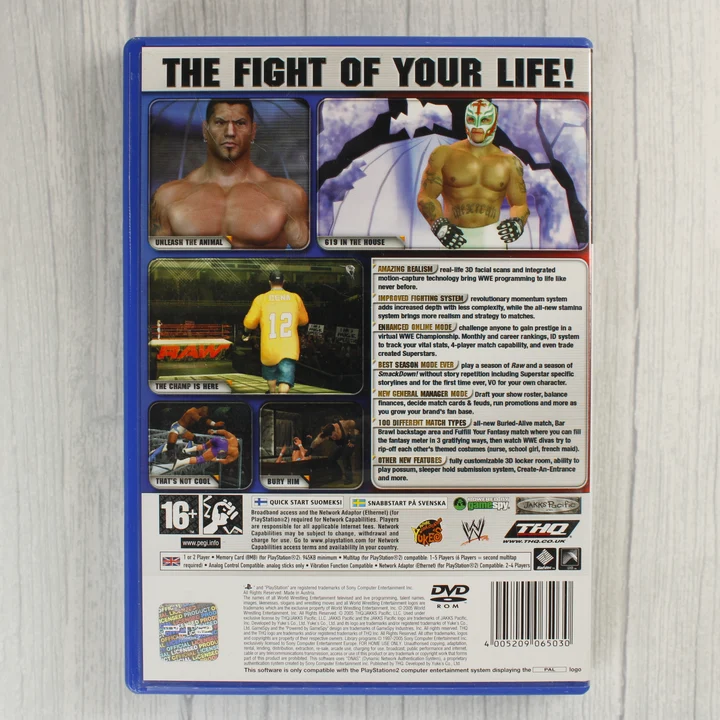 WWE SmackDown! vs. RAW 2006 PS2 hátlap WWE SmackDown! vs. RAW 2006 PlayStation 2 játék hátlapja