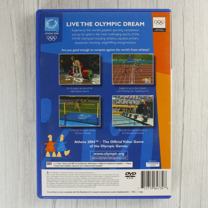 Athens 2004 PlayStation 2 játék hátlapja