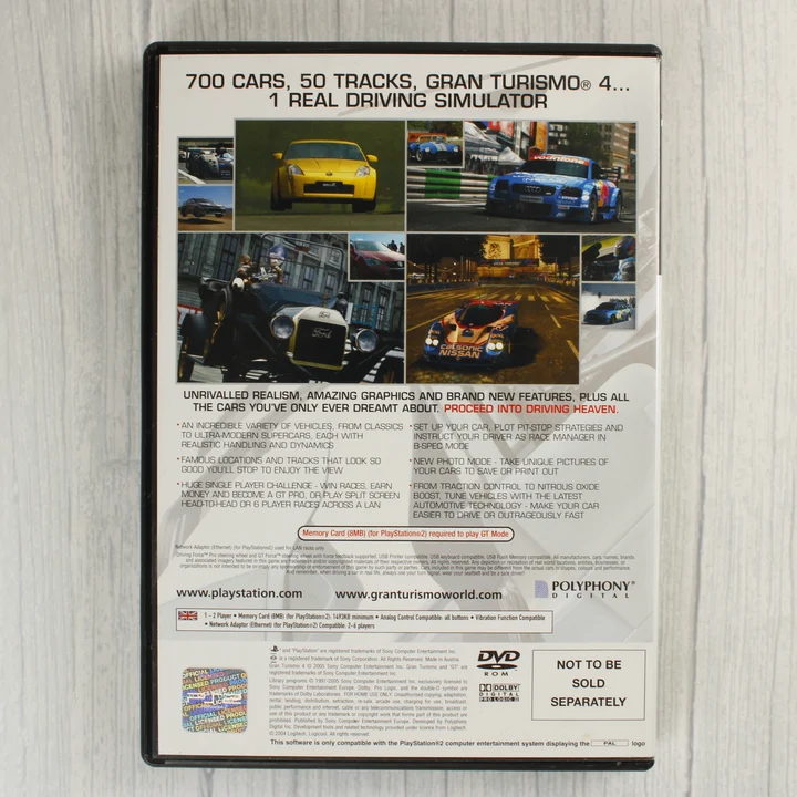 Gran Turismo 4 PlayStation 2 játék hátlapja