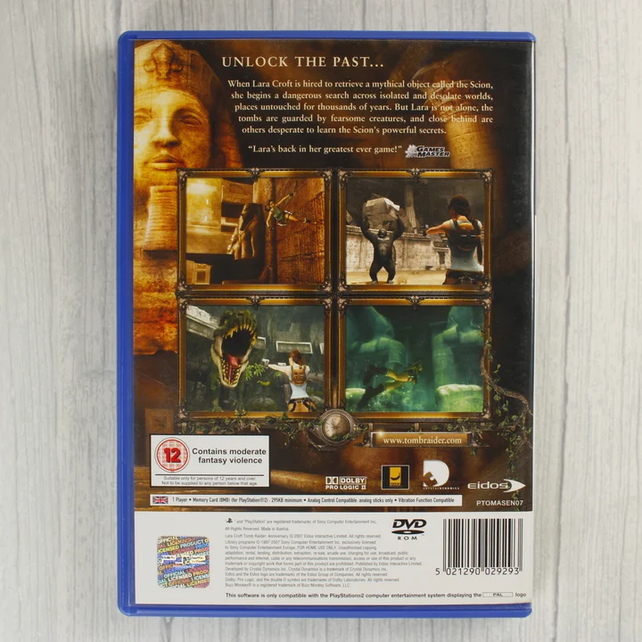Lara Croft Tomb Raider Anniversary PlayStation 2 játék hátlapja