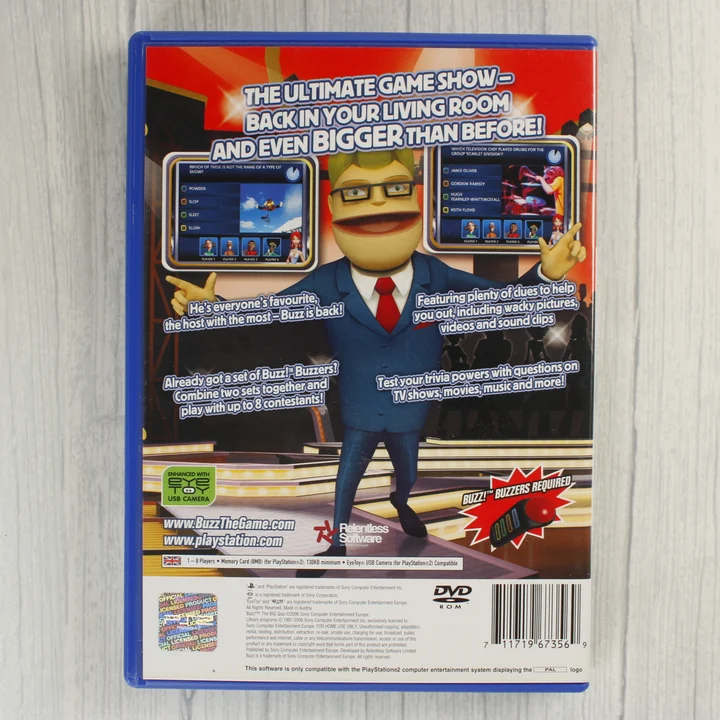 Buzz! The Big Quiz PS2 hátlap Buzz! The Big Quiz PlayStation 2 játék hátoldala