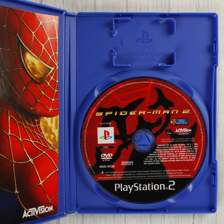 Spider-Man 2 PlayStation 2 nyitott tok és lemez
