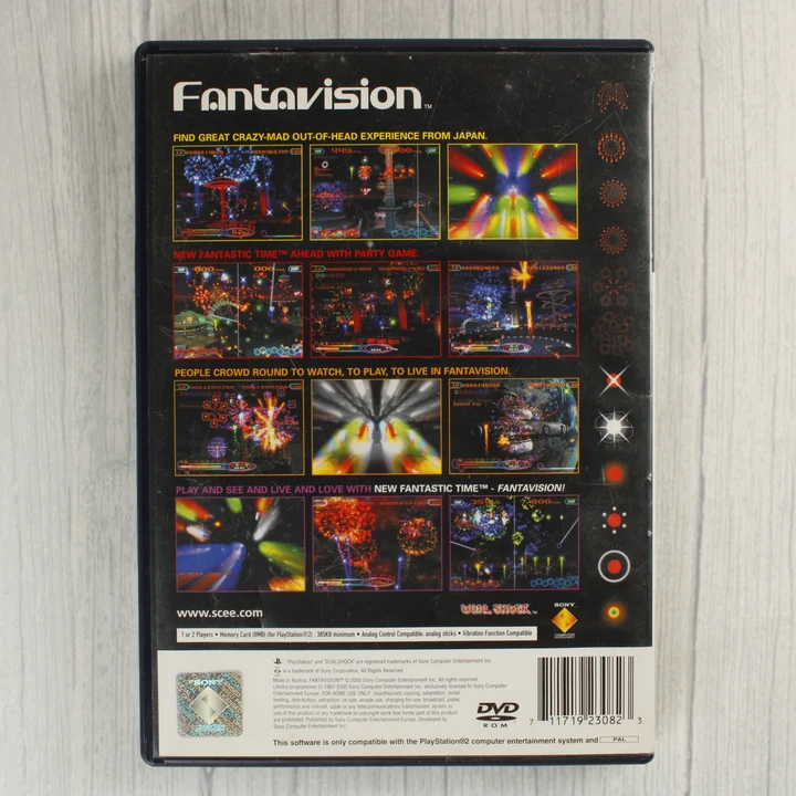 Fantavision PS2 hátlap Fantavision PlayStation 2 játék hátoldali borítója leírással és képekkel