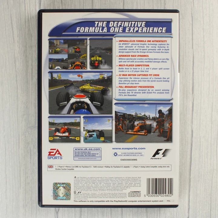 F1 Championship Season 2000 PlayStation 2 játék hátlapja