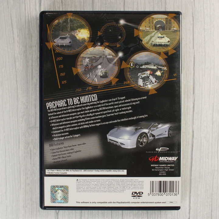 Spy Hunter 2 PS2 hátlap Spy Hunter 2 PlayStation 2 játék hátlapi borítója