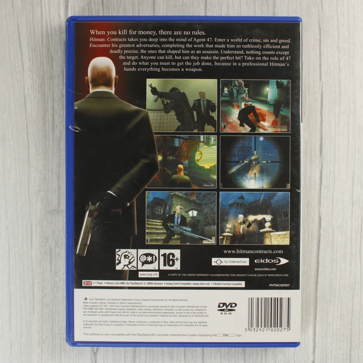 Hitman Contracts PS2 hátlap Hitman: Contracts PlayStation 2 játék hátlapja