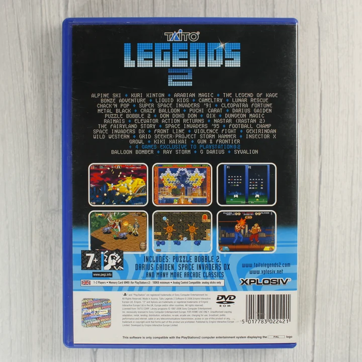 Taito Legends 2 PS2 hátlap Taito Legends 2 PlayStation 2 játék hátlapja