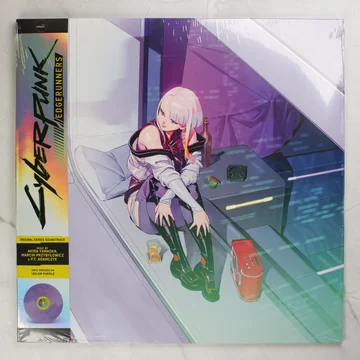 Cyberpunk: Edgerunners bakelit lemez borítója Lucy karakterével