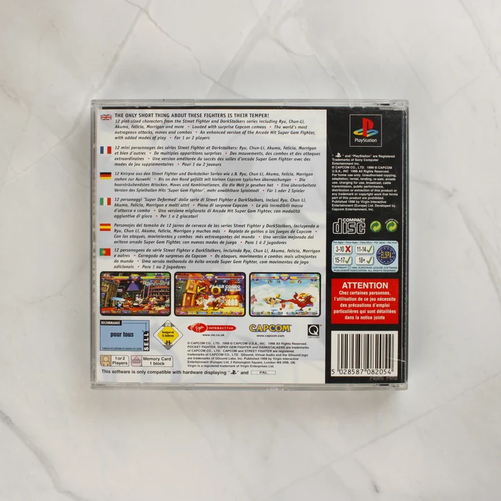 Pocket Fighter PlayStation játék tokja hátulról
