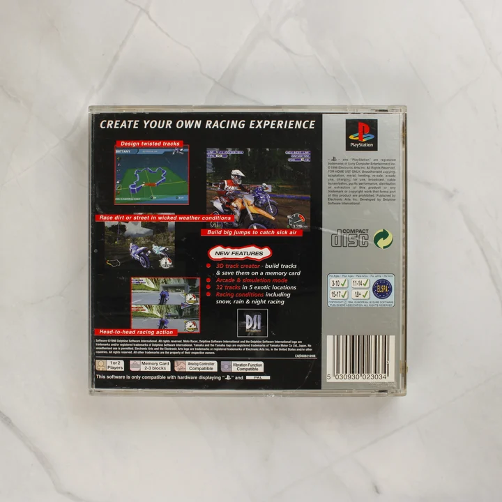 Moto Racer 2 PlayStation Platinum videójáték tokja hátulról