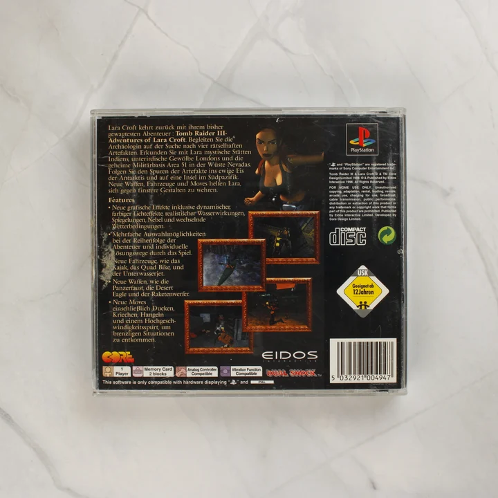 Tomb Raider III PlayStation játék tok hátnézete